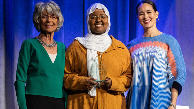 Dottie Lamm, Ayan Husein, and Tania Zeigler at 2023 Annual Luncheon